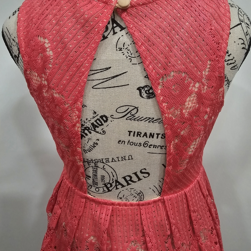 FREE PEOPLE CORAL LACE SUNDRESS - SZ 2 - EUC - Picture 7 of 8